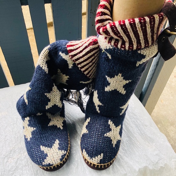 MUK LUKS Women's Navy Tall Slipper Boot Small 5-6 - Picture 3 of 8